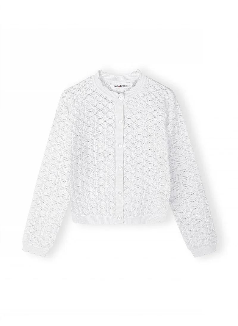 MINOTI Girls white viscose blend button front cardigan 3-15 years